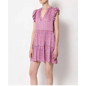 Omika Wilora Mini Dress Pink Floral Ruffle Sleeve Size S